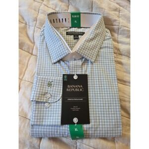Banana Republic Stretch‎ Poplin Shirt,  Green, XL Slim Fit